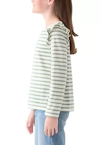 Girls 7-16 Long Sleeve Ruffle Shoulder T-Shirt