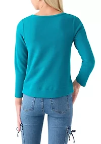 Girls 7-16 Twist Front Waffle Knit Top