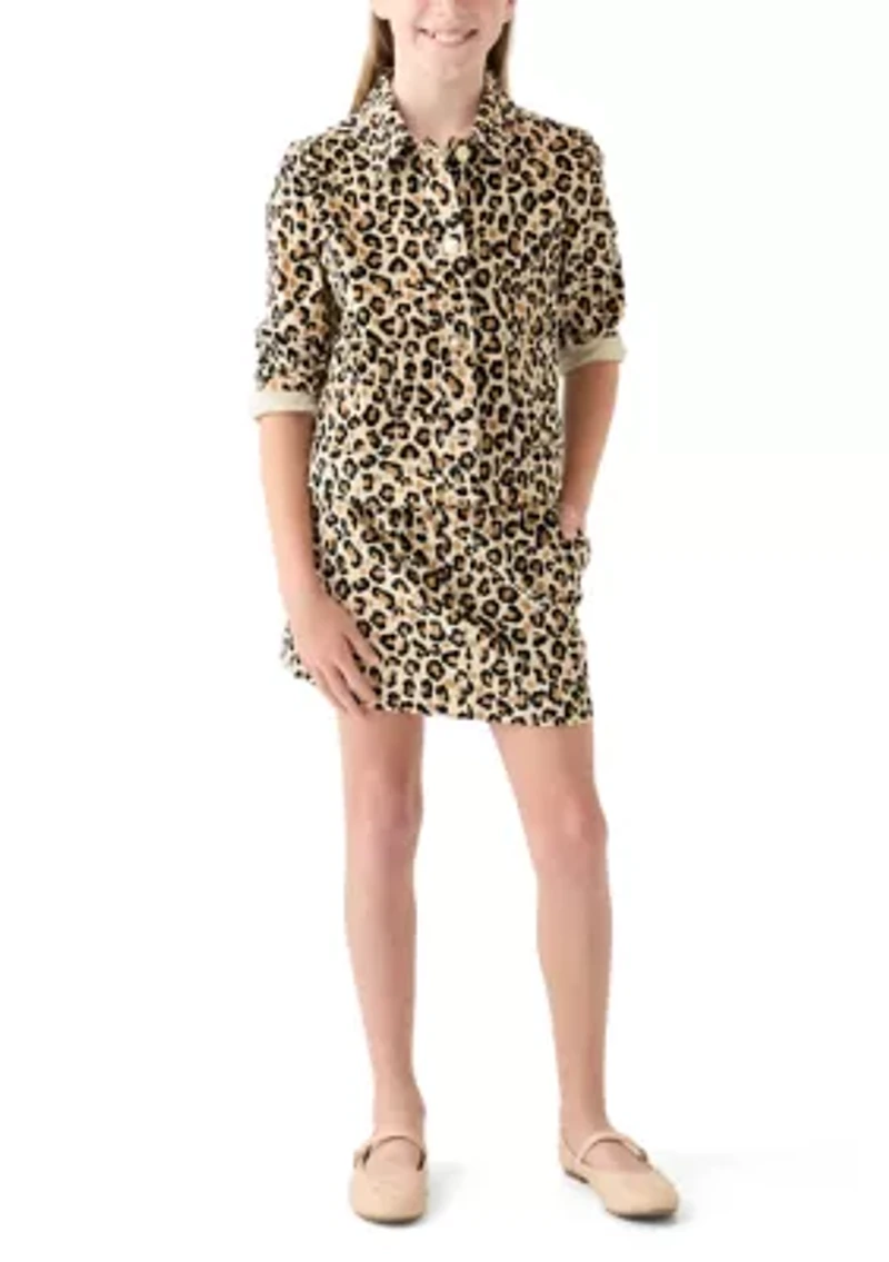 Girls 7-16 Stretch Corduroy Printed Skirt