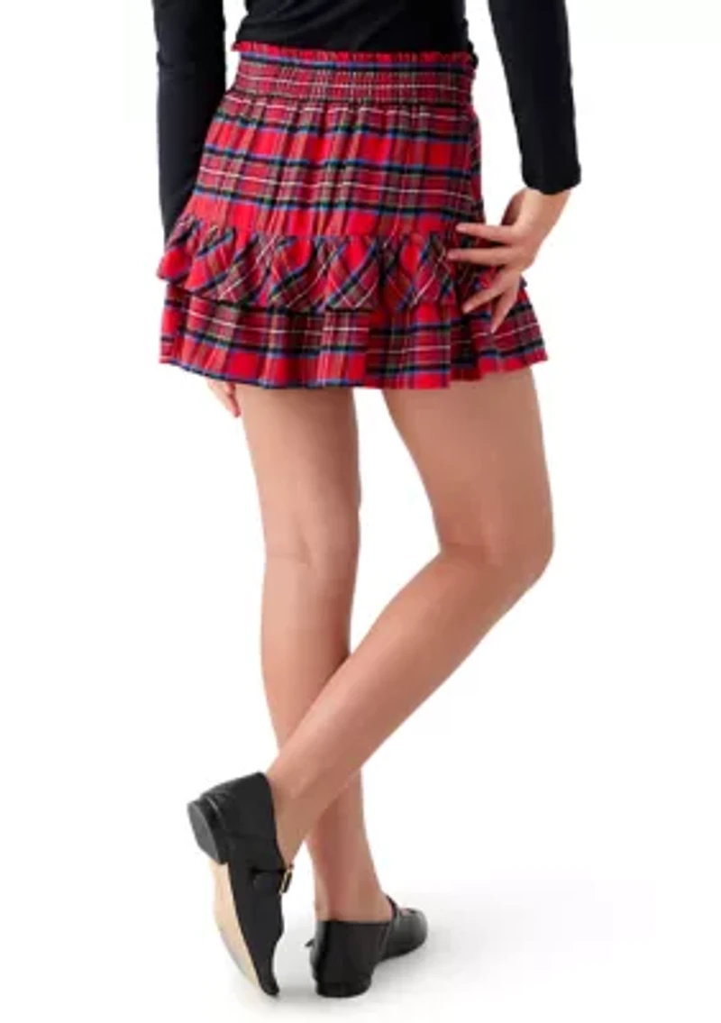 Girls 7-16 Smocked Plaid Skirt