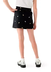 Girls 7-16 Stretch Corduroy Embroidered Skirt