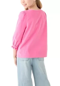 Girls 7-16 3/4 Sleeve Corduroy Top