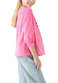 Girls 7-16 3/4 Sleeve Corduroy Top