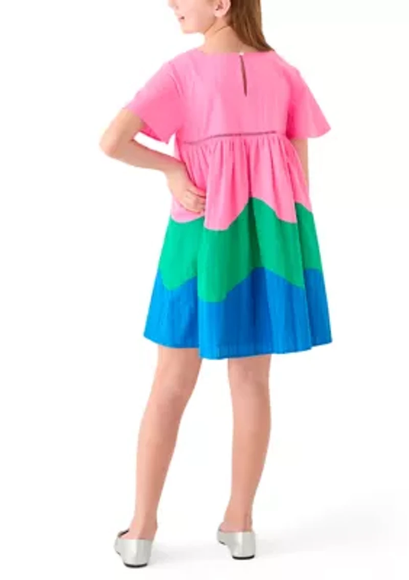 Girls 7-16 Color Blocked Swing Dress