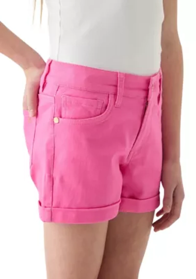 Girls 7-16 Stretch 5 Pocket Roll Cuff Shorts
