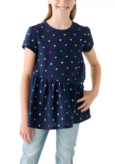 Girls 7-16 Asymmetrical Printed Tunic