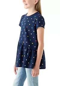 Girls 7-16 Asymmetrical Printed Tunic