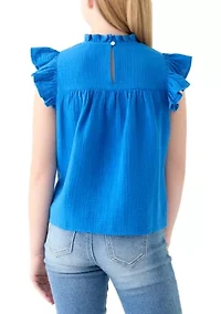Girls 7-16 High Neck Ruffle Top