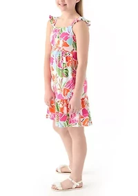 Girls 7-16 Printed Flutter Sleeve Dress