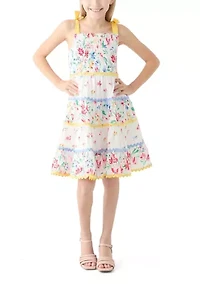 Girls 7-16 Bow Strap Patterned Dress