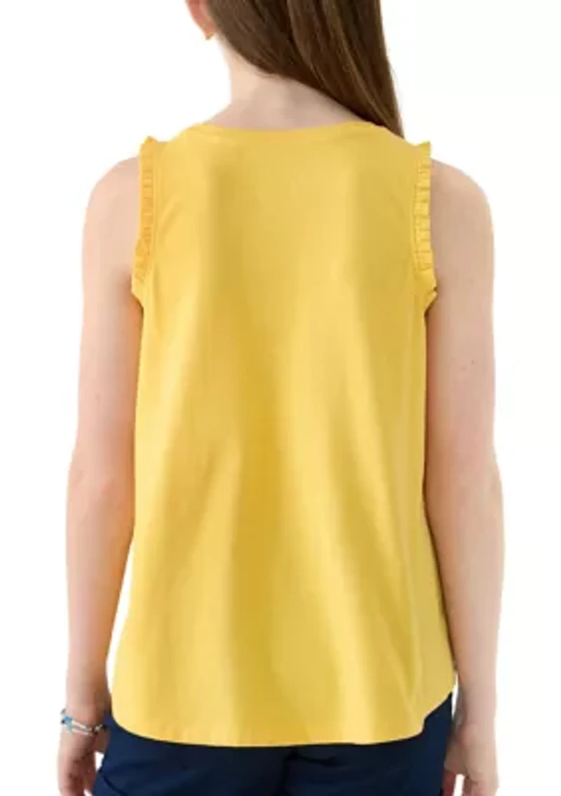 Girls 7-16 Ruffle Trim Graphic Tank Top