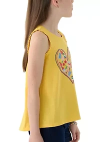 Girls 7-16 Ruffle Trim Graphic Tank Top