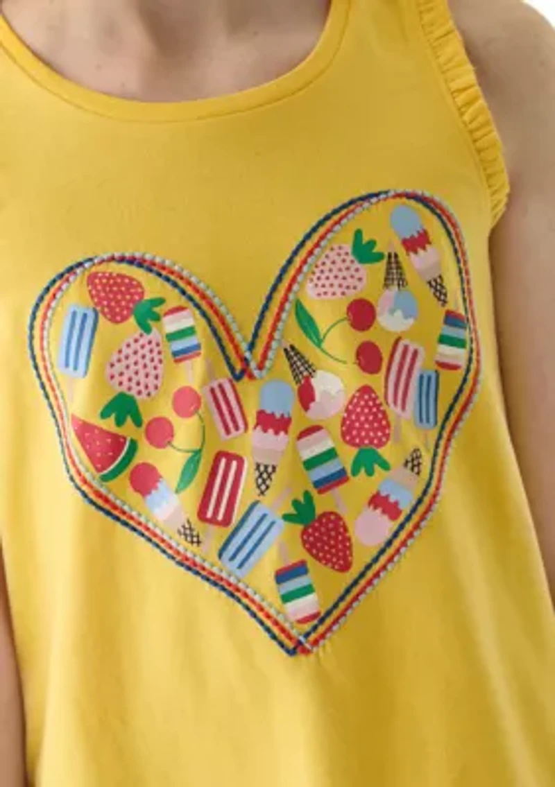 Girls 7-16 Ruffle Trim Graphic Tank Top