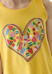 Girls 7-16 Ruffle Trim Graphic Tank Top