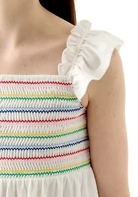 Girls 7-16 Smocked Knit Flutter Tank Top