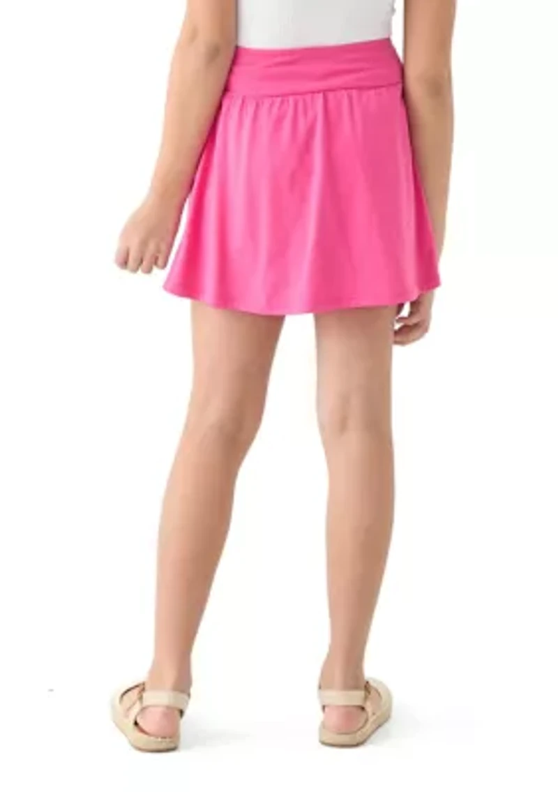 Girls 7-16 Solid Flutter Knit Skort