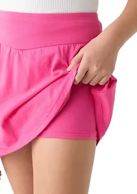 Girls 7-16 Solid Flutter Knit Skort