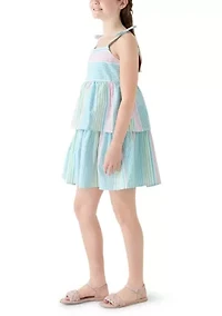 Girls 7-16 Bow Strap Dress Seersucker