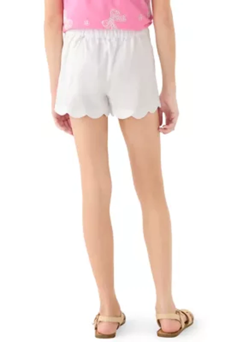Girls 7-16 Pull On Scallop Twill Solid Shorts