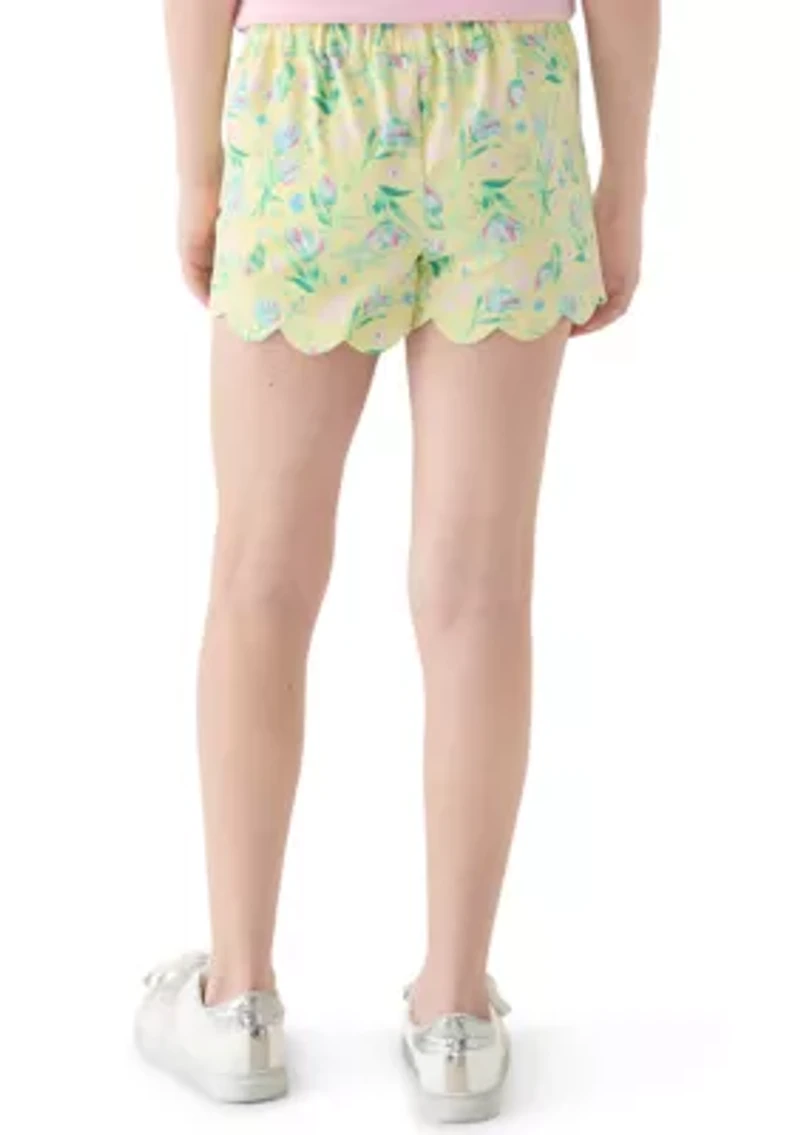Girls 7-16 Pull-on Scallop Twill Printed Shorts