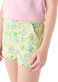 Girls 7-16 Pull-on Scallop Twill Printed Shorts