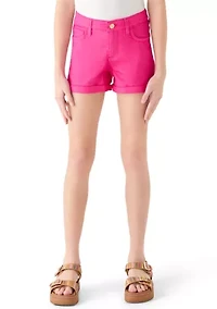 Girls 7-16 Stretch Roll Cuff Shorts