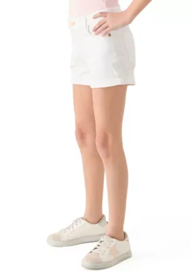 Girls 7-16 Stretch Roll Cuff Shorts