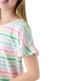 Girls 7-16 Short Sleeve Ruffle Essential Printed T-Shirt
