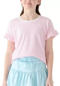 Girls 7-16 Short Sleeve Ruffle Essential T-Shirt