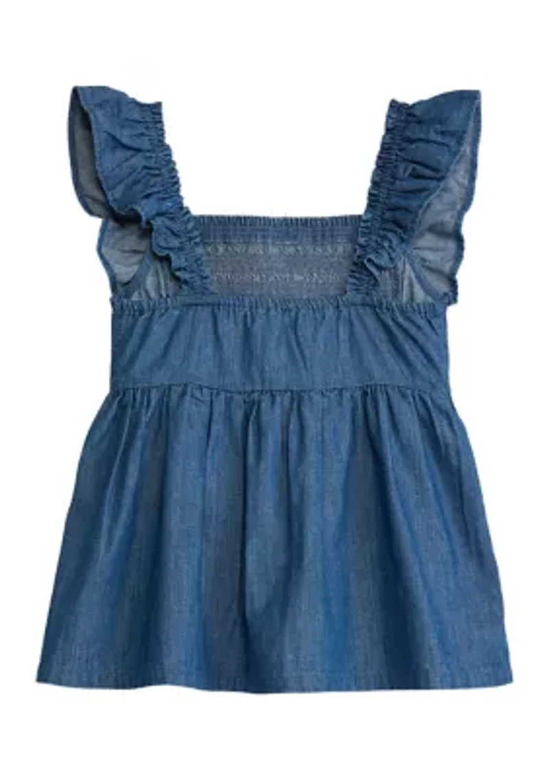 Girls 4-6x Sleeveless Smocked Babydoll Top