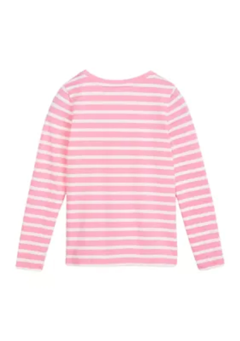 Girls 4-6x Long Sleeve Essential Jersey Yarn Dyed T-Shirt