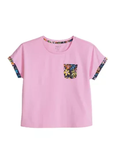 Girls 4-6x Short Sleeve Printed Pocket T-Shirt