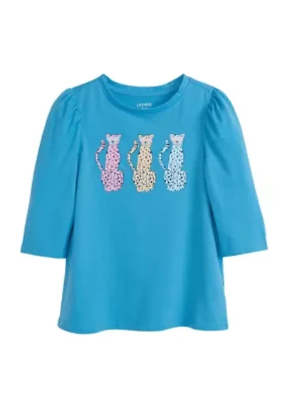 Girls 4-6x 3/4 Puff Sleeve Perfume Graphic T-Shirt