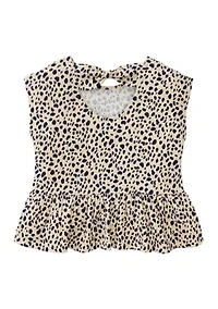 Girls 4-6x Crinkle Knit Bow Back Printed Top