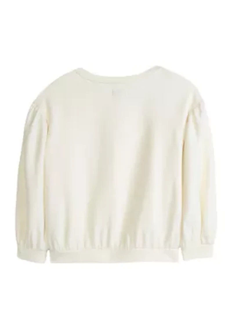 Girls 4-6x Puff Sleeve Sweatshirt