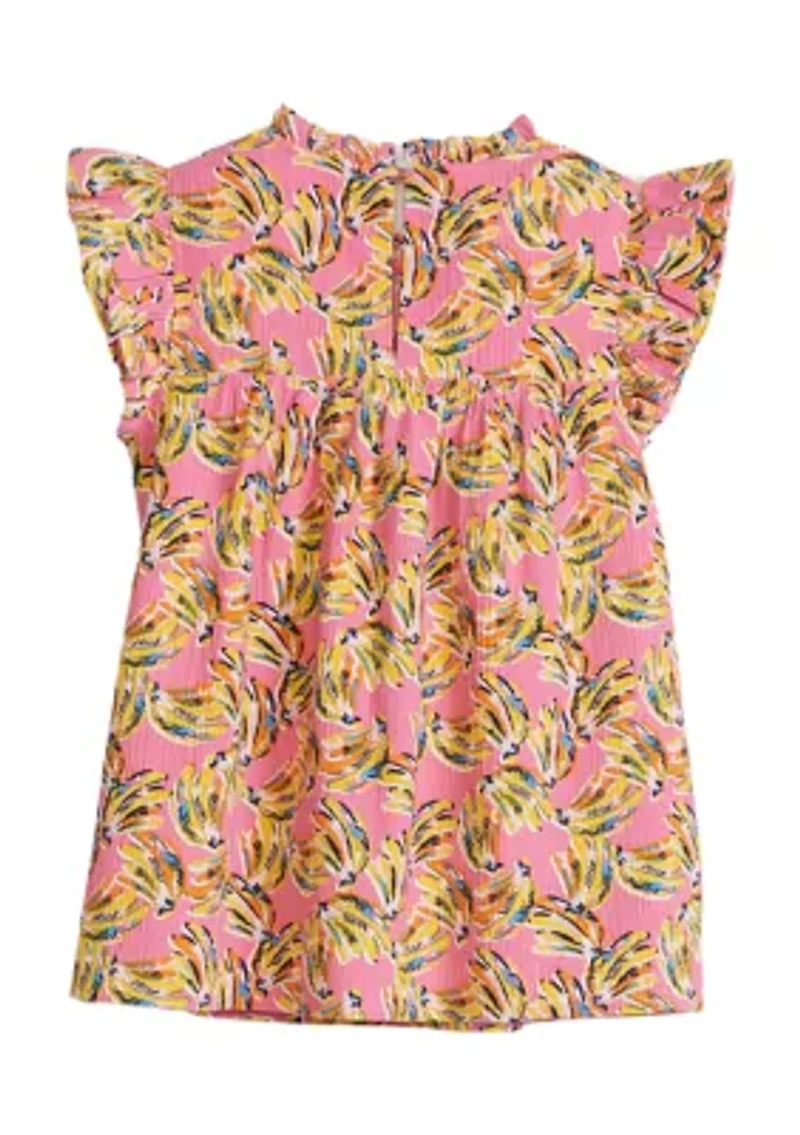 Girls 4-6x High Neck Ruffle Top