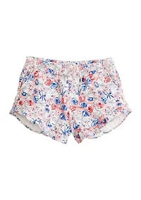 Girls 4-6x Printed Stretch Twill Ruffle Shorts