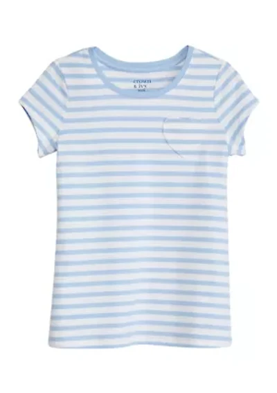 Girls 4-6x Short Sleeve Essential Jersey Yarn Dyed T-Shirt