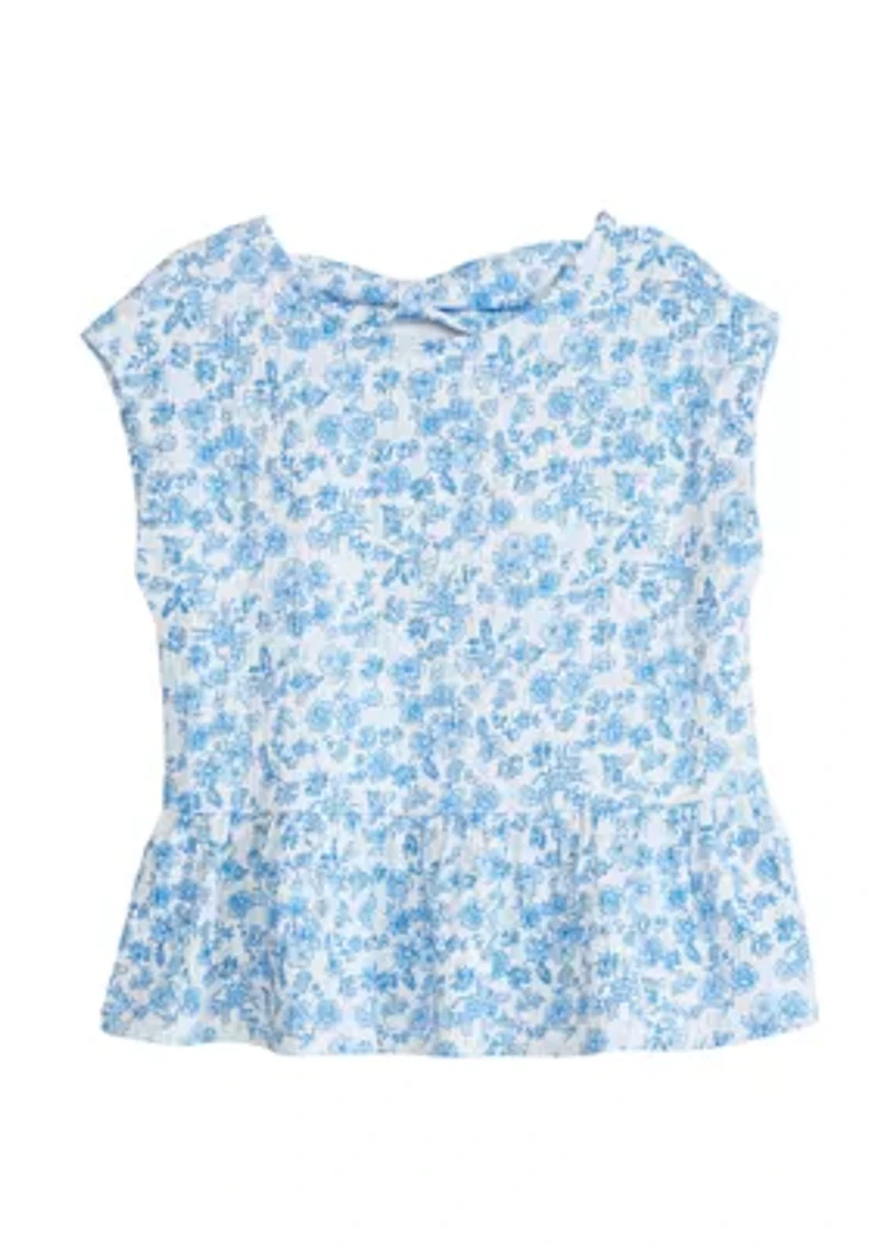 Girls 4-6x Bow Back Printed Top