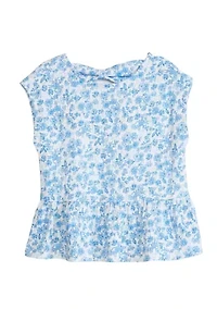 Girls 4-6x Bow Back Printed Top