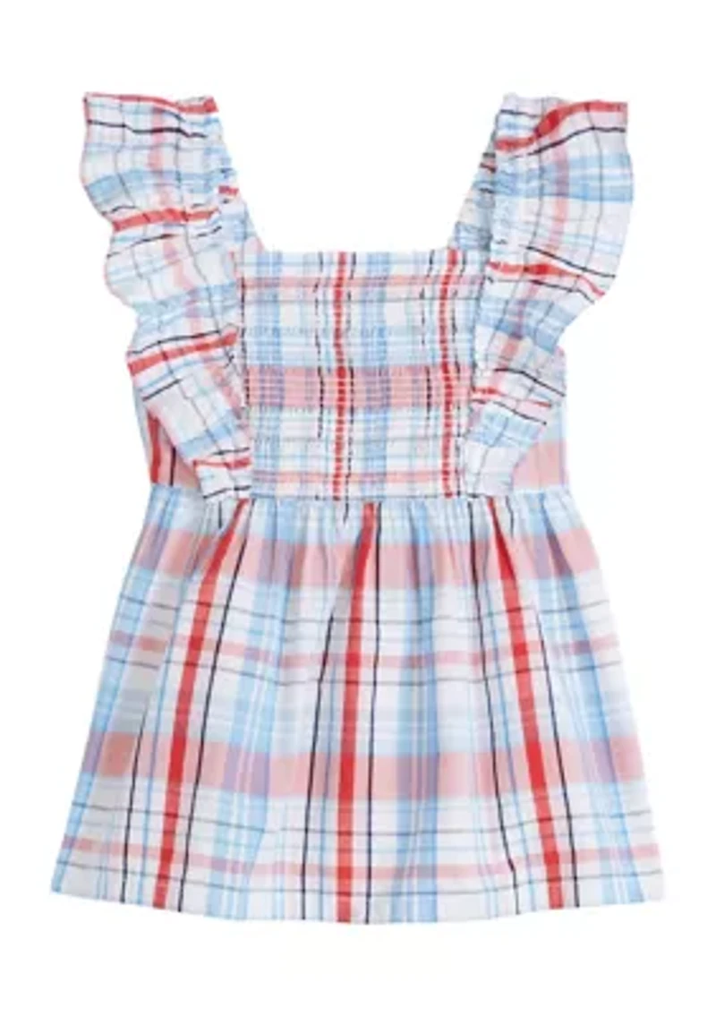 Girls 4-6x Smocked Flutter Sleeve Top