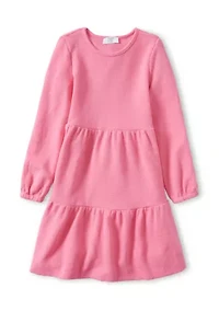 Girls 4-6x Long Sleeve Tiered Waffle Dress