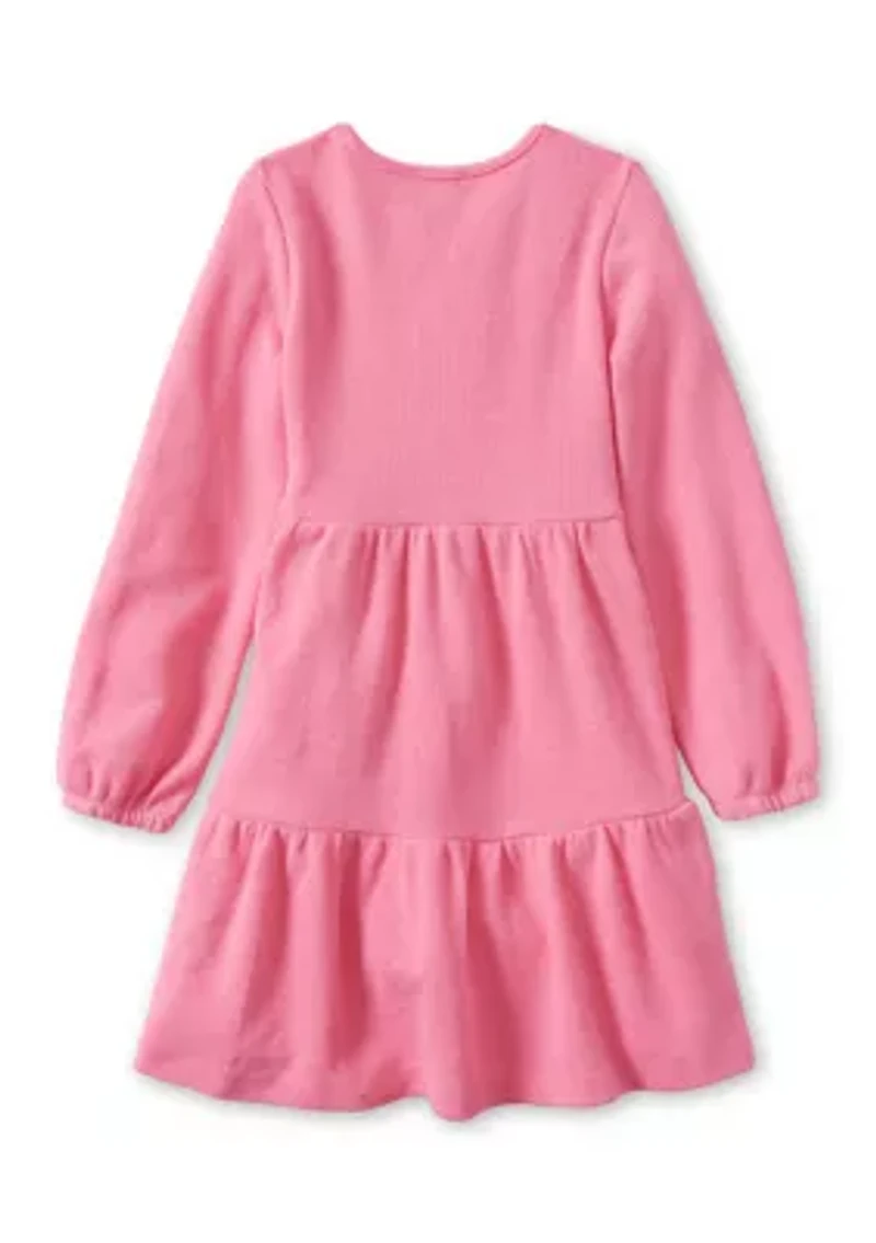 Girls 4-6x Long Sleeve Tiered Waffle Dress