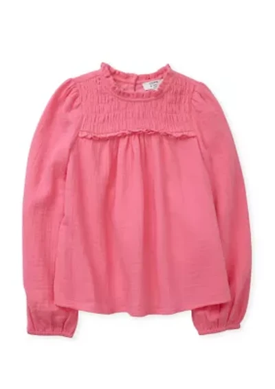 Girls 4-6x Long Sleeve Ruffle Neck Top