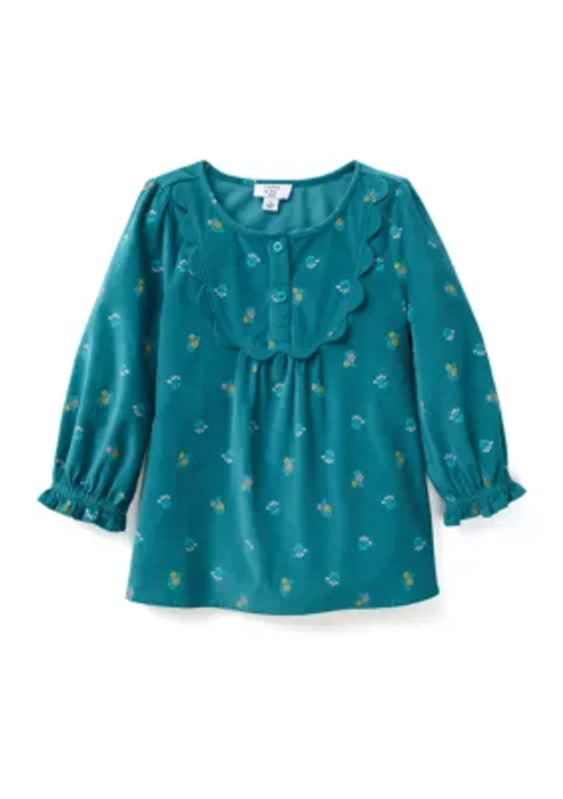 Girls 4-6x Long Sleeve Corduroy Printed Top