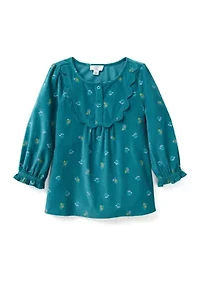Girls 4-6x Long Sleeve Corduroy Printed Top