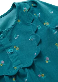 Girls 4-6x Long Sleeve Corduroy Printed Top