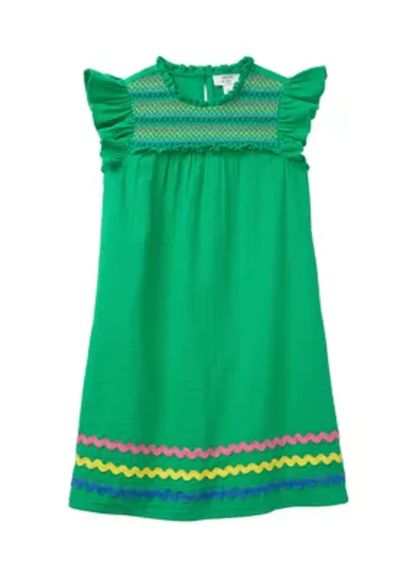 Girls 4-6x High Neck Ruffle Dress
