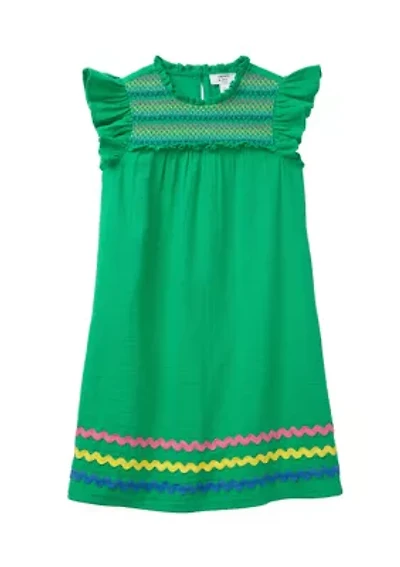 Girls 4-6x High Neck Ruffle Dress