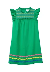 Girls 4-6x High Neck Ruffle Dress
